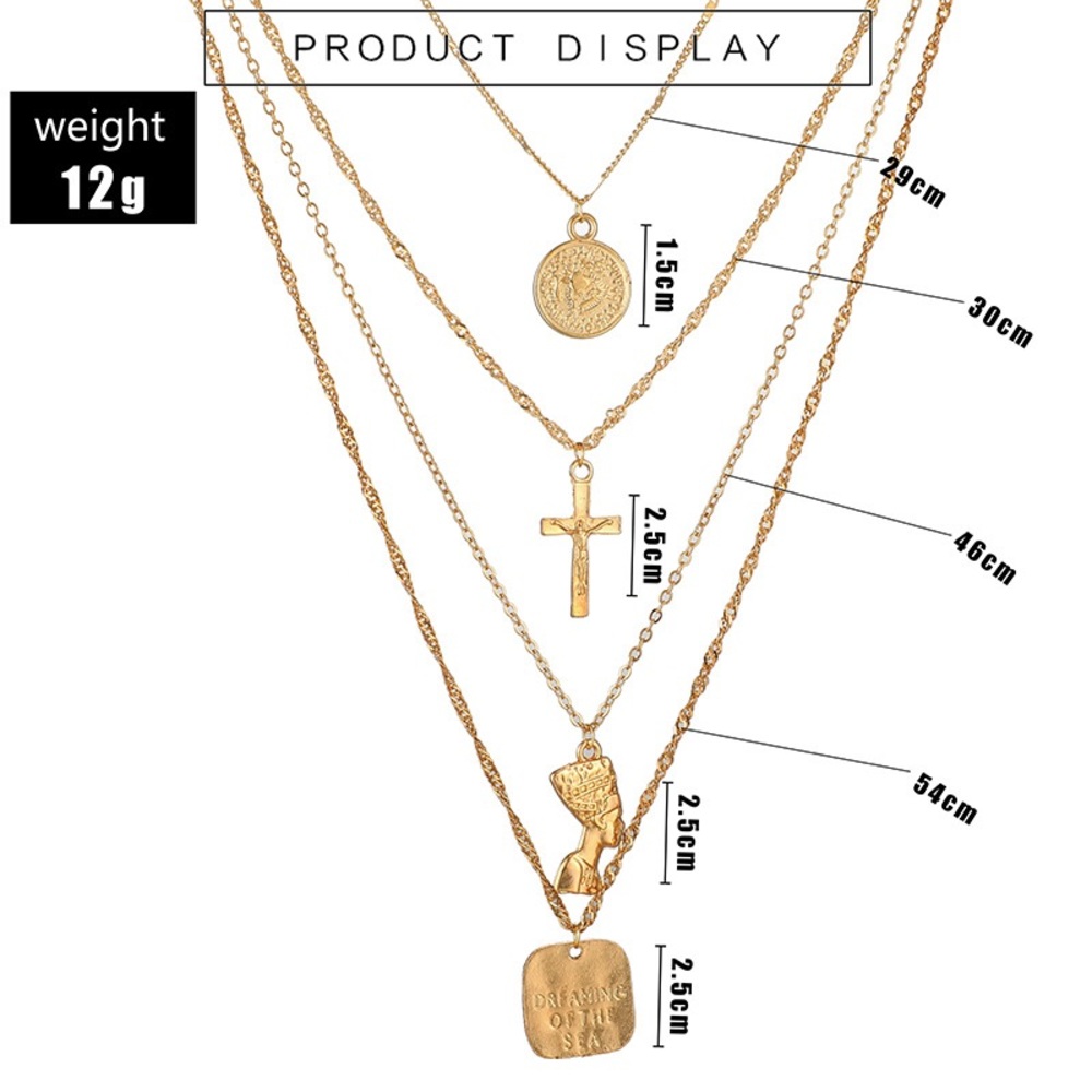 Boho Festival Gold Necklace Chain Layered - Picture 7 of 13